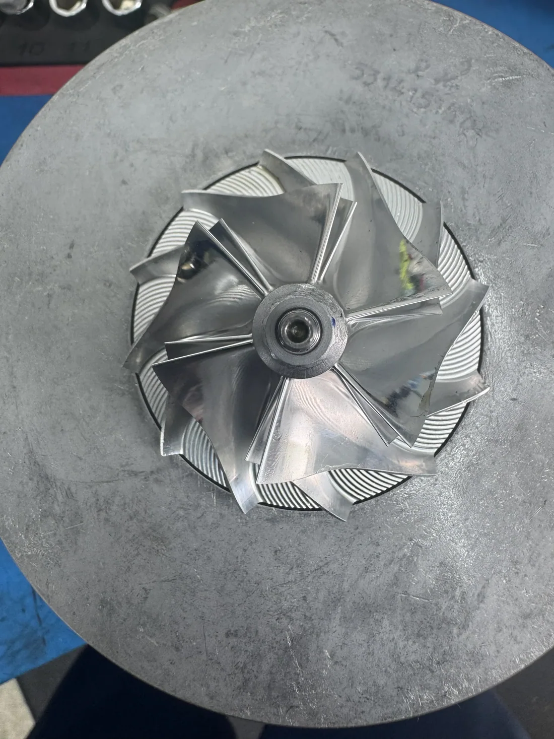 Porsche turbocharger impeller detail